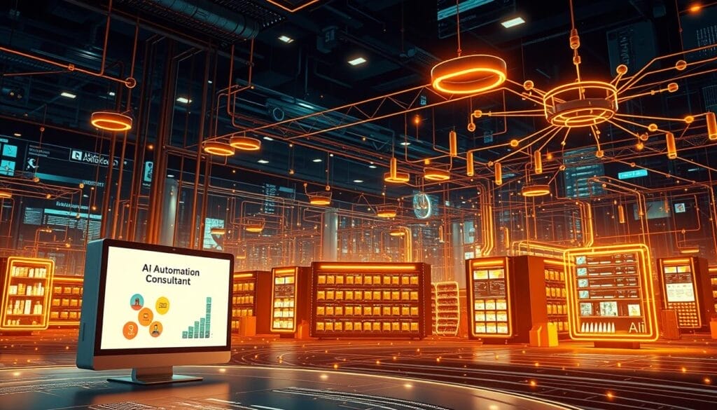 A vibrant and dynamic digital landscape showcasing integrated ecommerce solutions. In the foreground, a sleek and modern online storefront with a clean, minimalist design and prominently displayed "AI Automation Consultant" branding. The middle ground features a series of interactive product displays, allowing customers to seamlessly browse and purchase goods. In the background, a network of interconnected technological elements, such as data servers, cloud computing infrastructure, and AI-powered analytics, all working in harmony to power the seamless ecommerce experience. The scene is bathed in a warm, golden light, conveying a sense of efficiency, innovation, and customer-centric focus. The overall atmosphere is one of a cutting-edge, AI-driven ecommerce ecosystem that transforms the way businesses operate in the UK electrical sector. A vibrant and dynamic digital landscape showcasing integrated ecommerce solutions. In the foreground, a sleek and modern online storefront with a clean, minimalist design and prominently displayed "AI Automation Consultant" branding. The middle ground features a series of interactive product displays, allowing customers to seamlessly browse and purchase goods. In the background, a network of interconnected technological elements, such as data servers, cloud computing infrastructure, and AI-powered analytics, all working in harmony to power the seamless ecommerce experience. The scene is bathed in a warm, golden light, conveying a sense of efficiency, innovation, and customer-centric focus. The overall atmosphere is one of a cutting-edge, AI-driven ecommerce ecosystem that transforms the way businesses operate in the UK electrical sector.